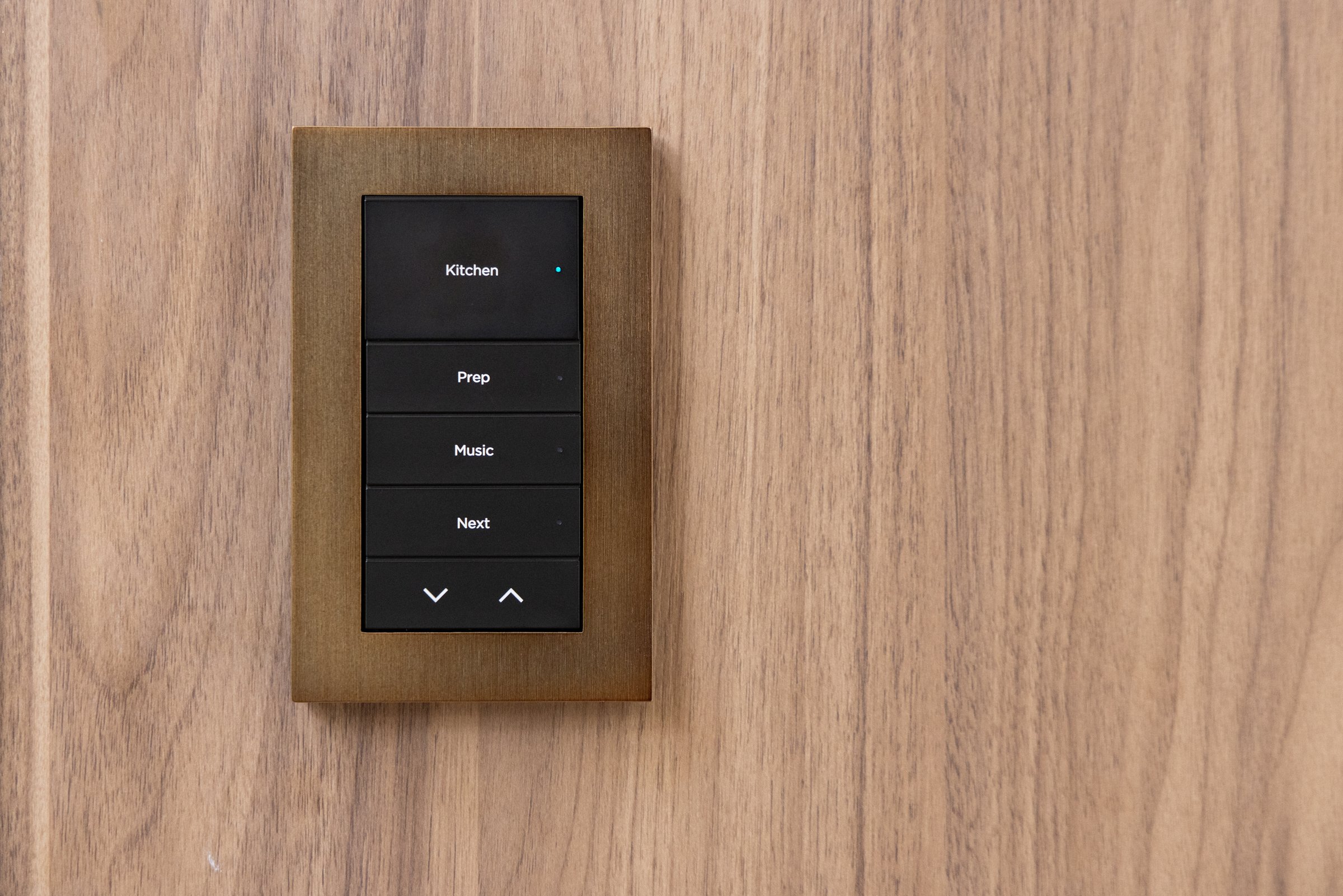Lux keypad with antique brass faceplate
